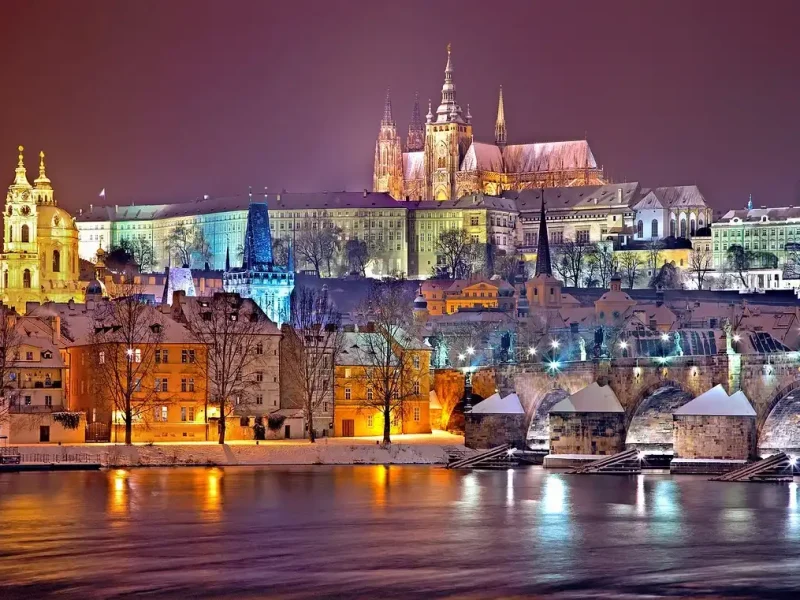 Prague-Praha-Winter-Night-Castle-Of-Prague - best Winter Honeymoon Destinations In Europe