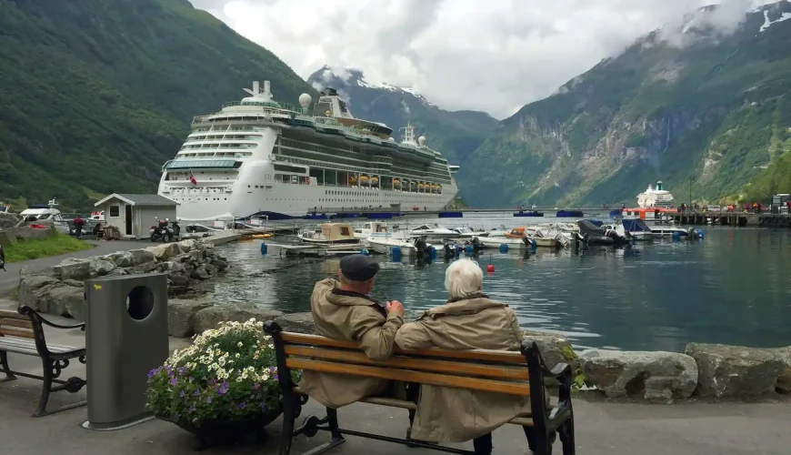 International cruise ship sailing through Norwegian fjord — IMAD Travel cruise guide for Indian travellers