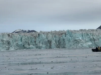 Borebreen tidewater glacier seen from a Zodiac on a Svalbard expedition