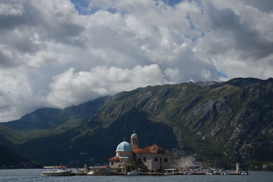 A historic island church in Kotor Bay, Montenegro