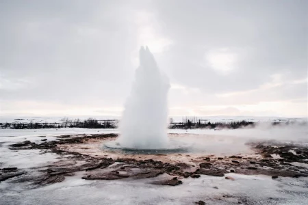 Captivating view of Strokkur Geysir geothermal area from Iceland - New Year in Iceland & Northern Lights, 5 Days 4 Nights