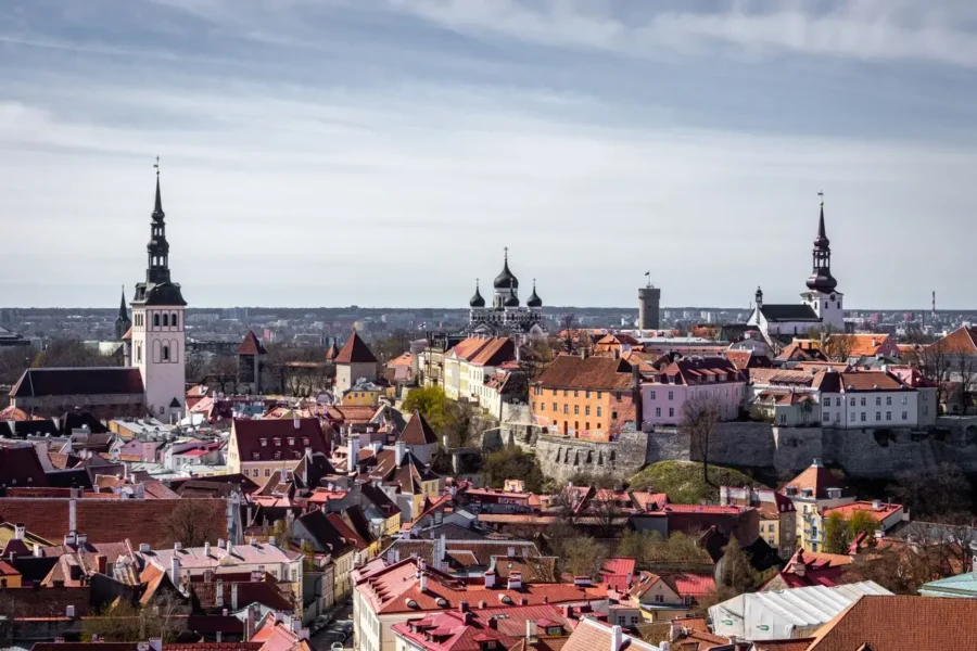 Scenic aerial view of Tallinn old town - Estonia
