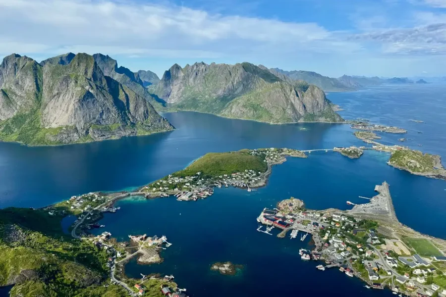 Stunning aerial view of Lofoten Islands - 7 days Lofoten Islands & Midnight Sun with IMAD Travel