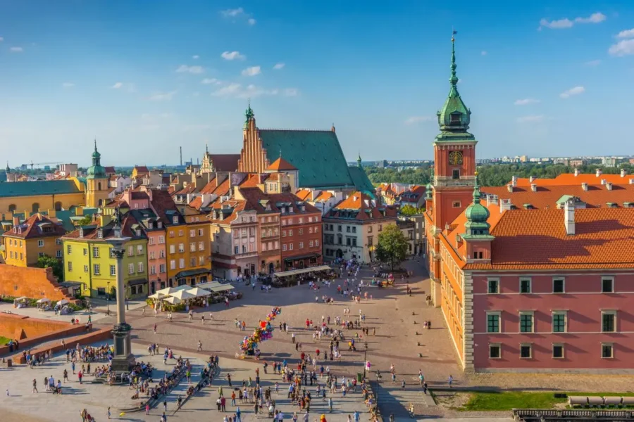 Aerial view of Warsaw - Old Town Square